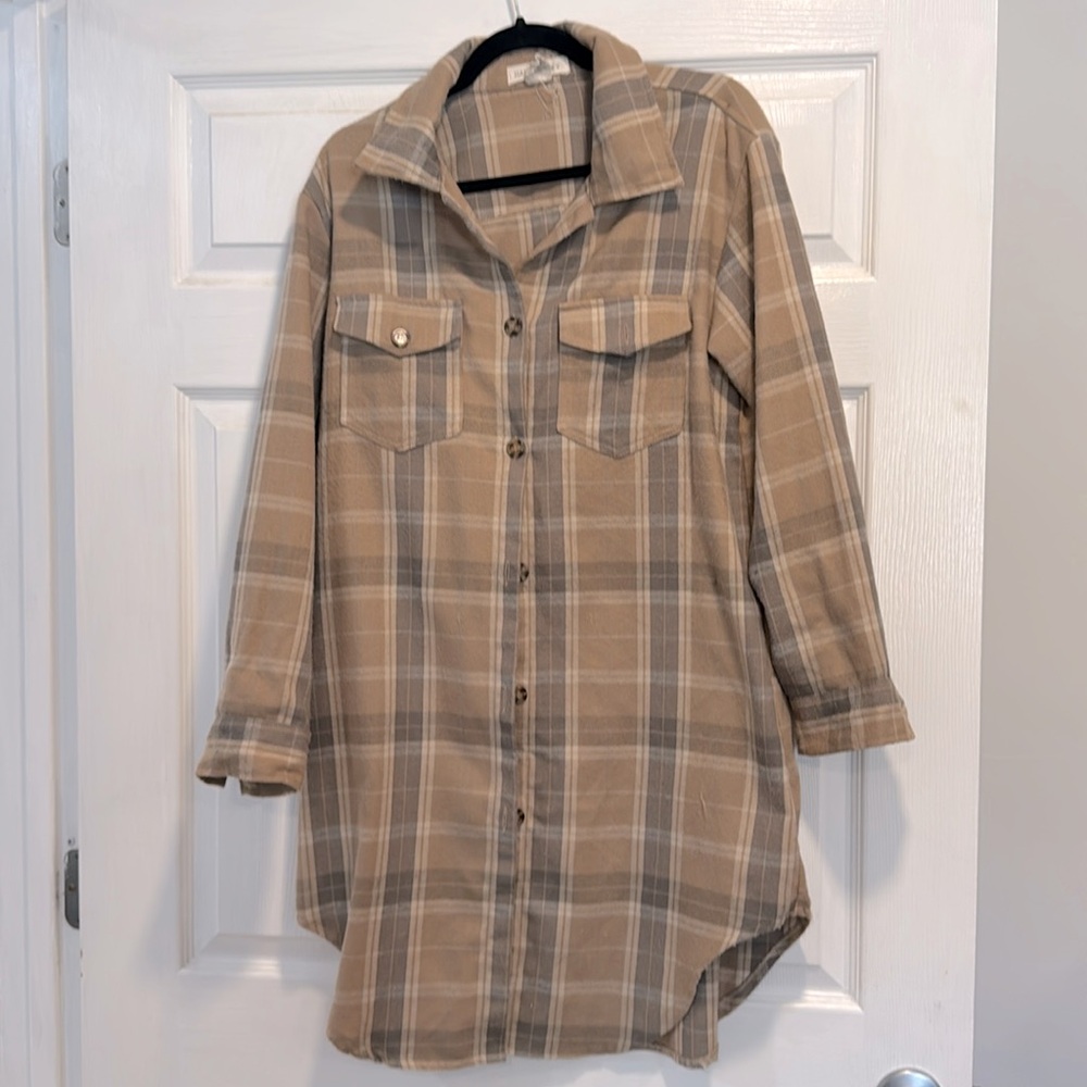 Happily Grey, Long Tan Shacket